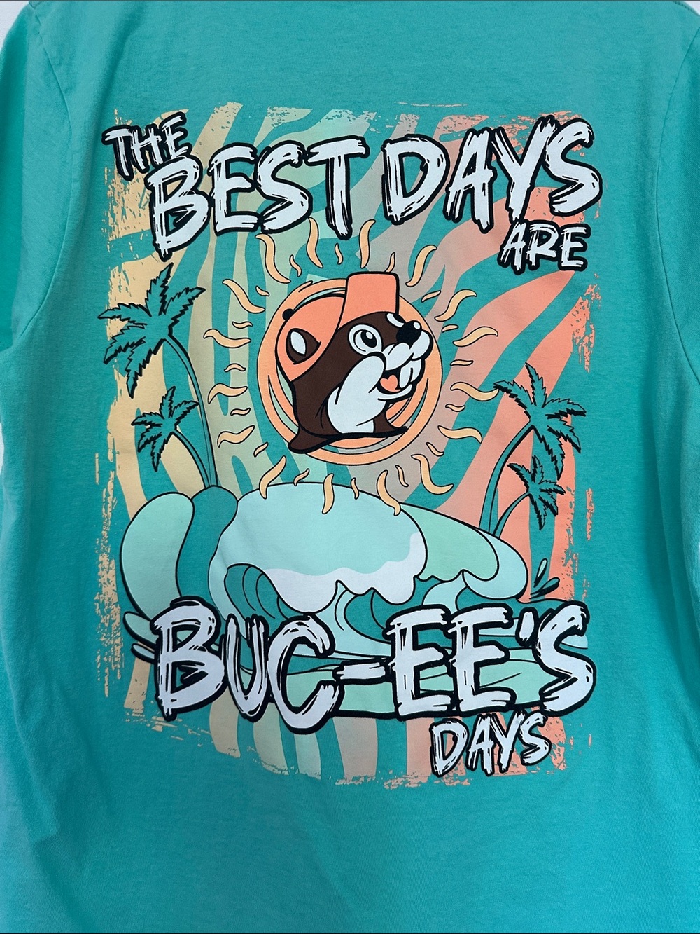 Buc-ee's Women's Short Sleeve Lg Tee in Teal - 'The Best Days' Graphic